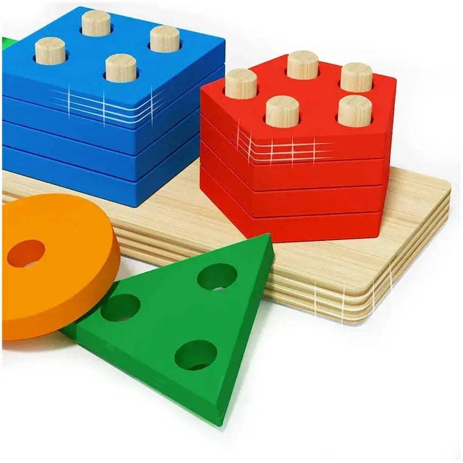 Montessori Wooden Sorting Stacking Toy For Toddlers Fine Motor Skills - ToylandEU