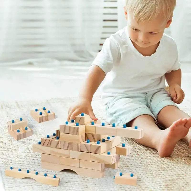  Montessori Wooden Stacking Blocks Educational Toy For Toddlers 14 Months Plus Safe Durable -  ToylandEU™