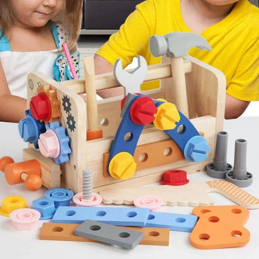 Montessori Wooden Toolbox for Kids - Creative Screw Assembly Play - ToylandEU