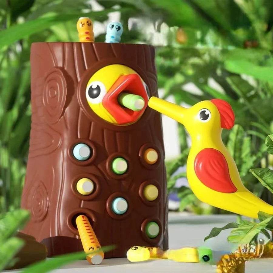 Montessori Educational Toys for Children Woodpecker Catch Worms Magnetic Toddler Kids Busy Board - ToylandEU