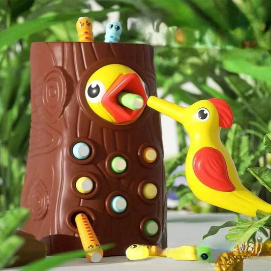 Montessori Educational Toys for Children Woodpecker Catch Worms Magnetic Toddler Kids Busy Board - ToylandEU