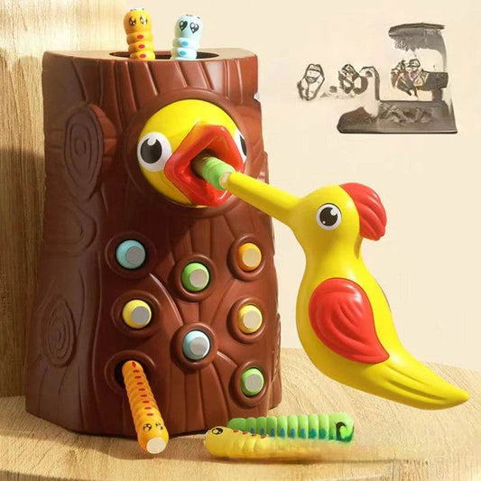Montessori Educational Toys for Children Woodpecker Catch Worms Magnetic Toddler Kids Busy Board - ToylandEU