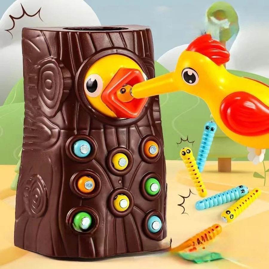 Montessori Educational Toys for Children Woodpecker Catch Worms Magnetic Toddler Kids Busy Board - ToylandEU