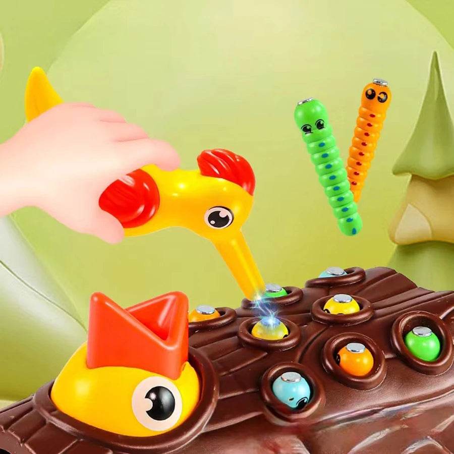 Montessori Educational Toys for Children Woodpecker Catch Worms Magnetic Toddler Kids Busy Board - ToylandEU
