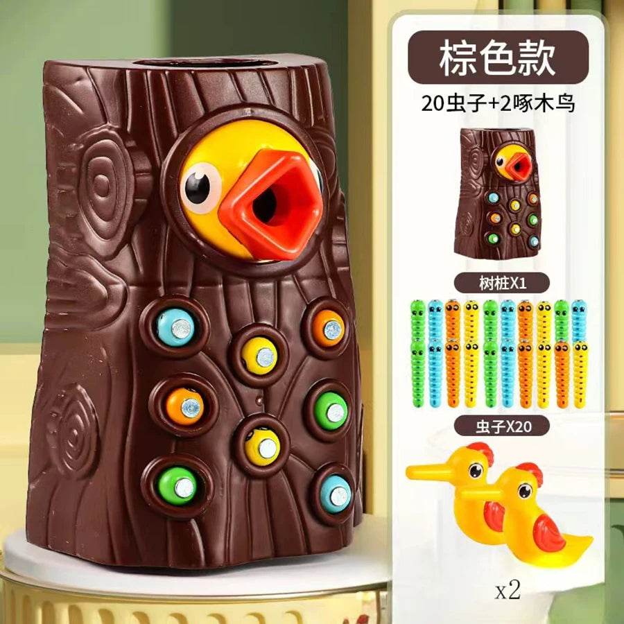 Montessori Educational Toys for Children Woodpecker Catch Worms Magnetic Toddler Kids Busy Board - ToylandEU