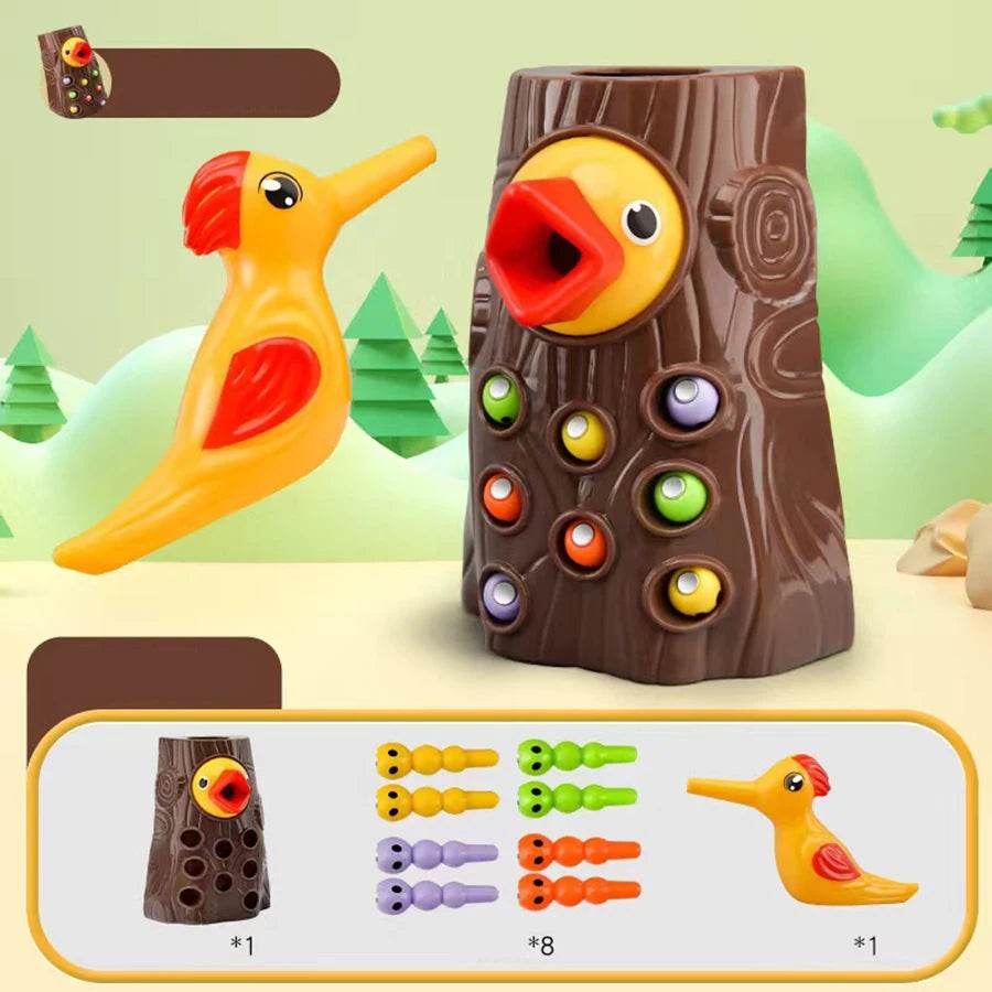 Montessori Educational Toys for Children Woodpecker Catch Worms Magnetic Toddler Kids Busy Board - ToylandEU