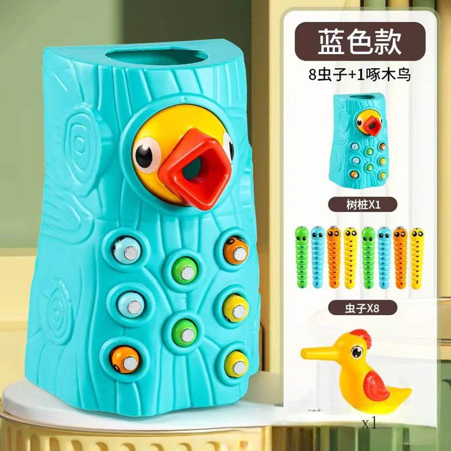 Montessori Educational Toys for Children Woodpecker Catch Worms Magnetic Toddler Kids Busy Board - ToylandEU