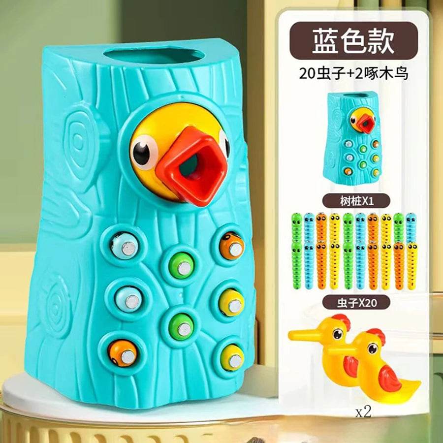 Montessori Educational Toys for Children Woodpecker Catch Worms Magnetic Toddler Kids Busy Board - ToylandEU