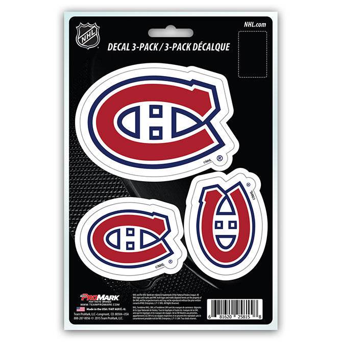 Montreal Canadiens Die Cut Team Decals Pack 3 Premium Vinyl - ToylandEU