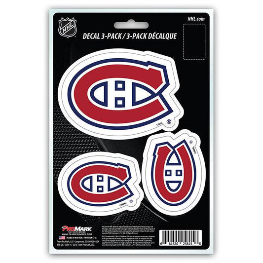 Montreal Canadiens Die Cut Team Decals Pack 3 Premium Vinyl - ToylandEU