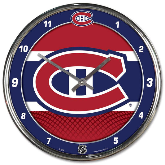 Montreal Canadiens Round Chrome Wall Clock Team Logo - ToylandEU