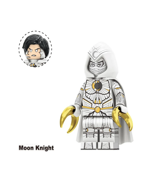 Moon Knight LEGO Figure Custom With White And Silver Armor Hooded Design Detailed Suit - ToylandEU