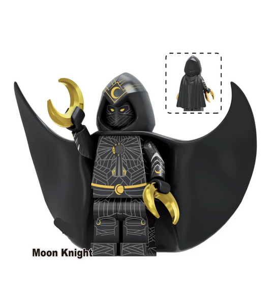 Moon Knight LEGO Figure With Black Armor Suit Custom Hood And Crescent Weapon - ToylandEU