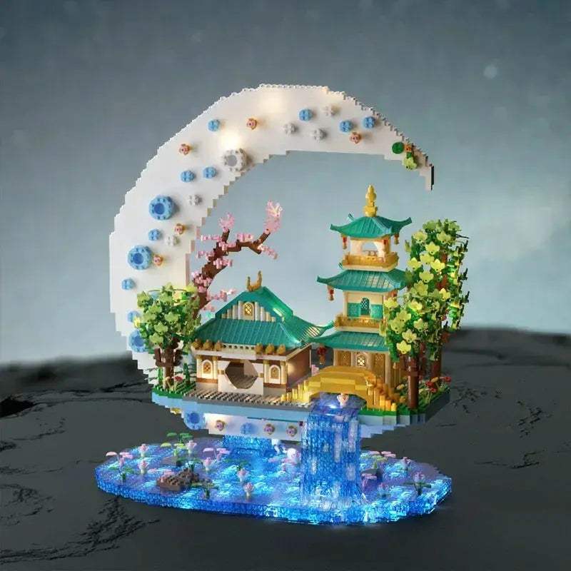 Moon Legend Waterfall Castle Building Blocks Set For Kids - ToylandEU