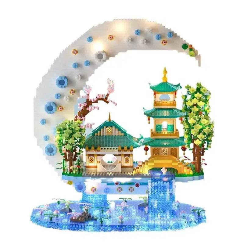 Moon Legend Waterfall Castle Building Blocks Set For Kids - ToylandEU