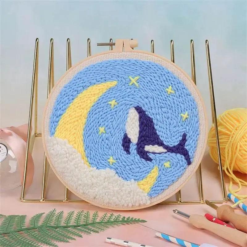  Moonlit Scenery Punch Needle Embroidery Craft Kit - DIY Rug Hooking Set with Threader, Fabric, and Wool Yarn -  ToylandEU™