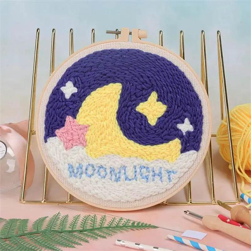  Moonlit Scenery Punch Needle Embroidery Craft Kit - DIY Rug Hooking Set with Threader, Fabric, and Wool Yarn -  ToylandEU™