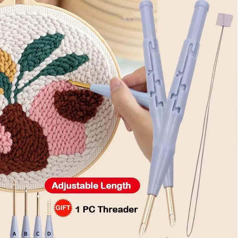 Moonlit Scenery Punch Needle Embroidery Craft Kit - DIY Rug Hooking Set with Threader, Fabric, and Wool Yarn - ToylandEU