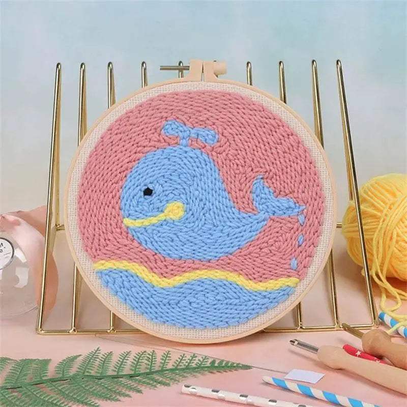 Moonlit Scenery Punch Needle Embroidery Craft Kit - DIY Rug Hooking Set with Threader, Fabric, and Wool Yarn - ToylandEU