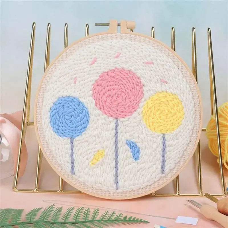 Moonlit Scenery Punch Needle Embroidery Craft Kit - DIY Rug Hooking Set with Threader, Fabric, and Wool Yarn - ToylandEU