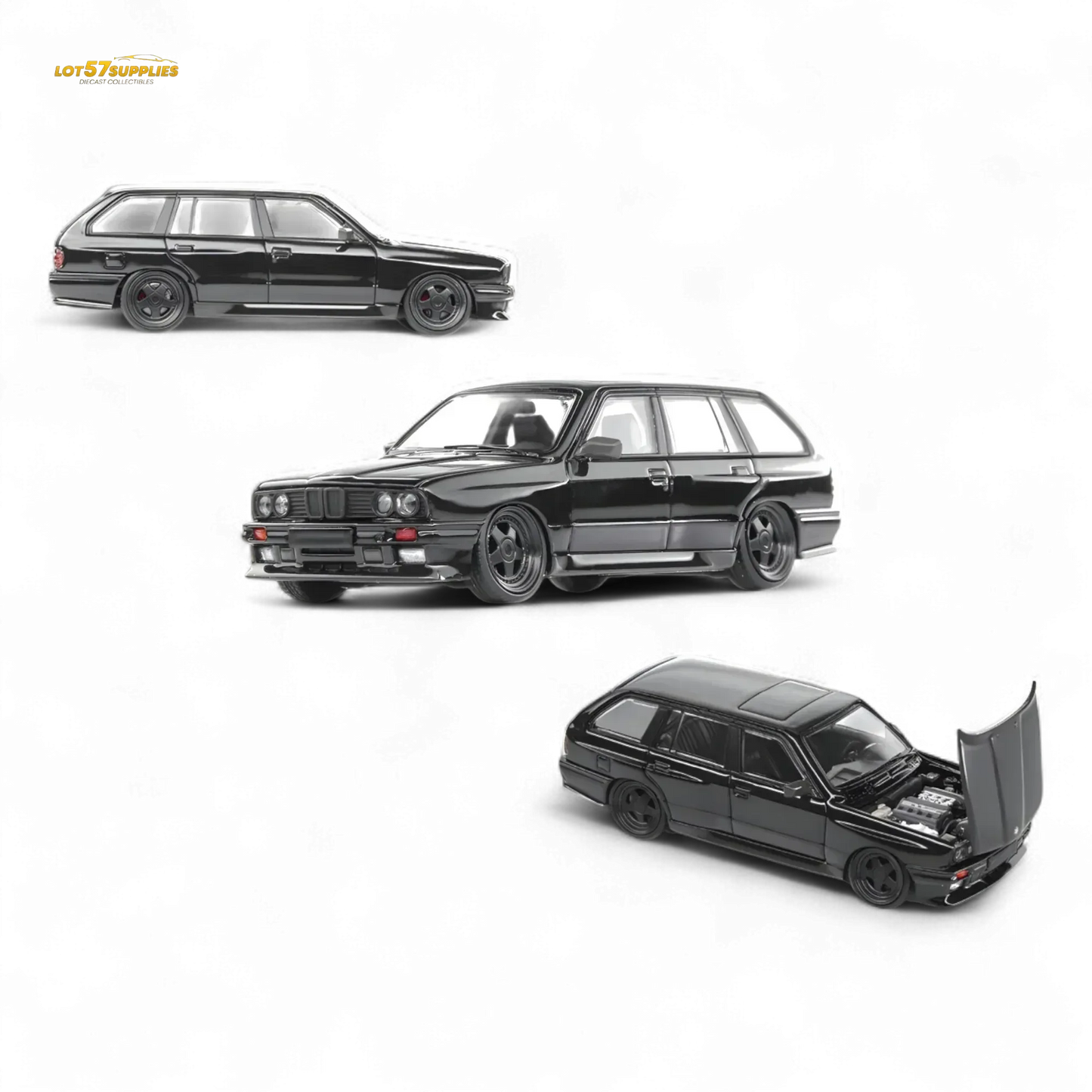 Mortal BMW E30 Crock - Openable Hood - Cambered in Full Black 1:64 - ToylandEU