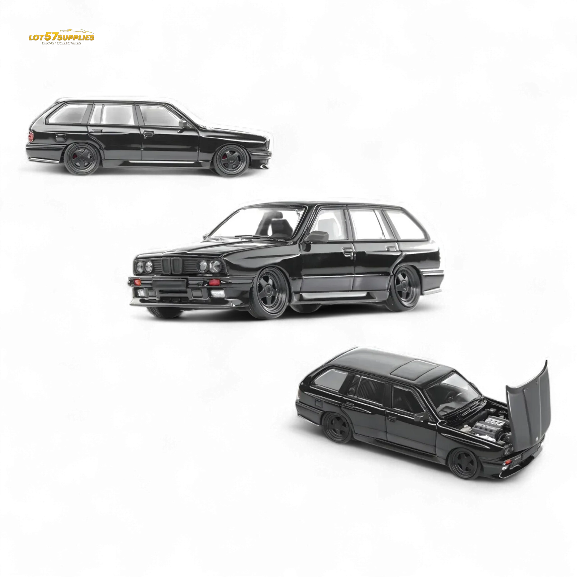 Mortal BMW E30 Crock - Openable Hood - Cambered in Full Black 1:64 - ToylandEU