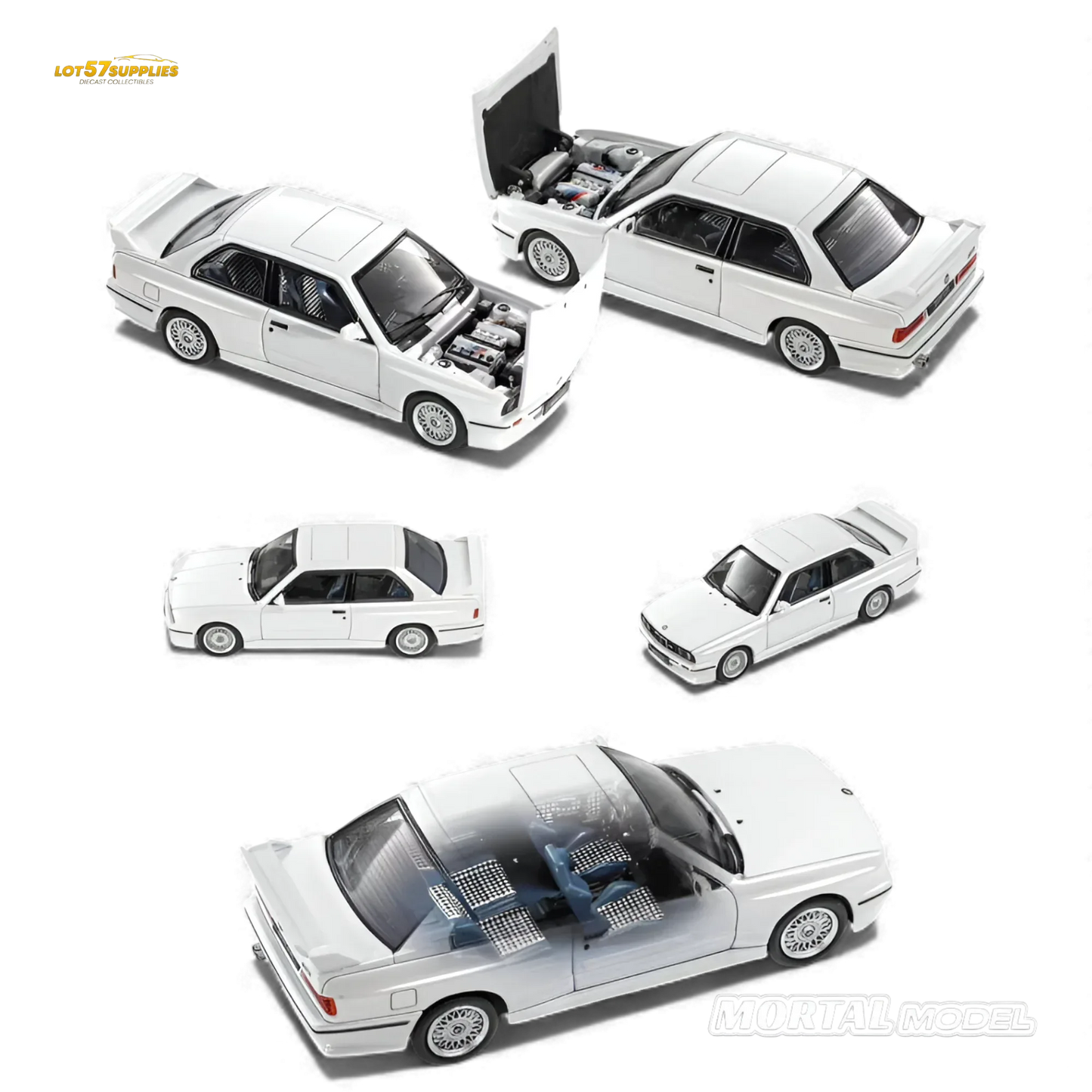 Mortal BMW E30 M3 Sedan Pearl White 1:64 - ToylandEU
