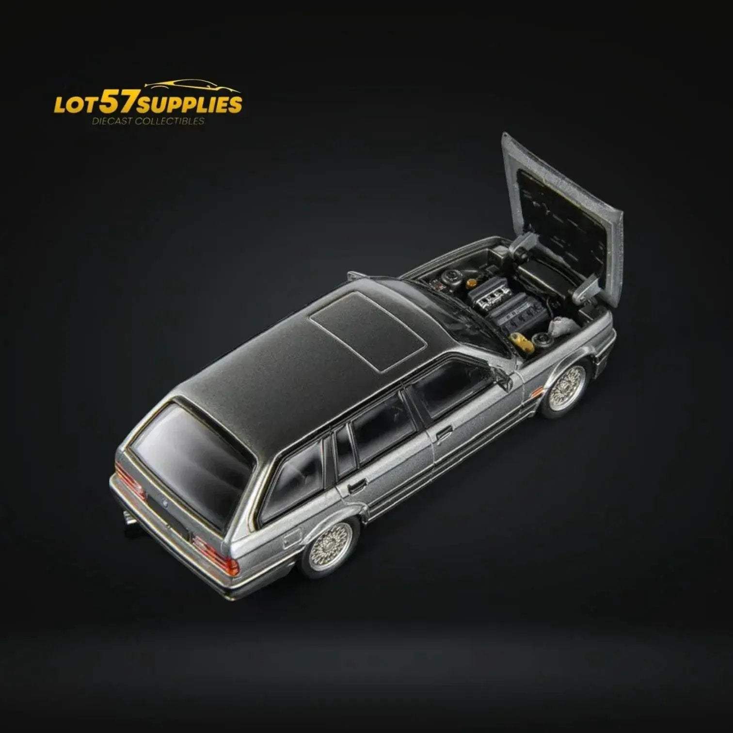 Mortal BMW E30 Touring Wagon in Silver Grey w/ Openable Hood 1:64 - ToylandEU