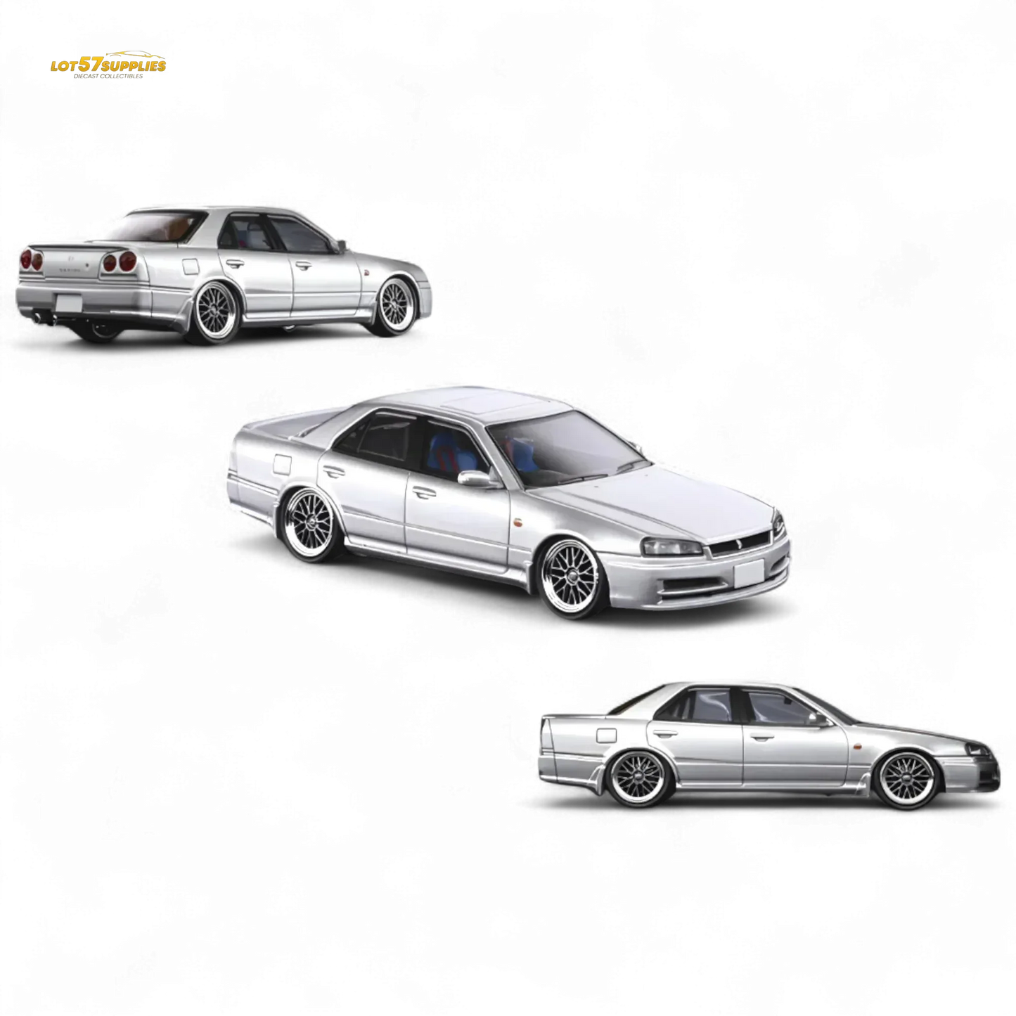 Mortal ER34 SKYLINE 25GT-t AIT Exhibition Model Ordinary Silver 1:64 - ToylandEU