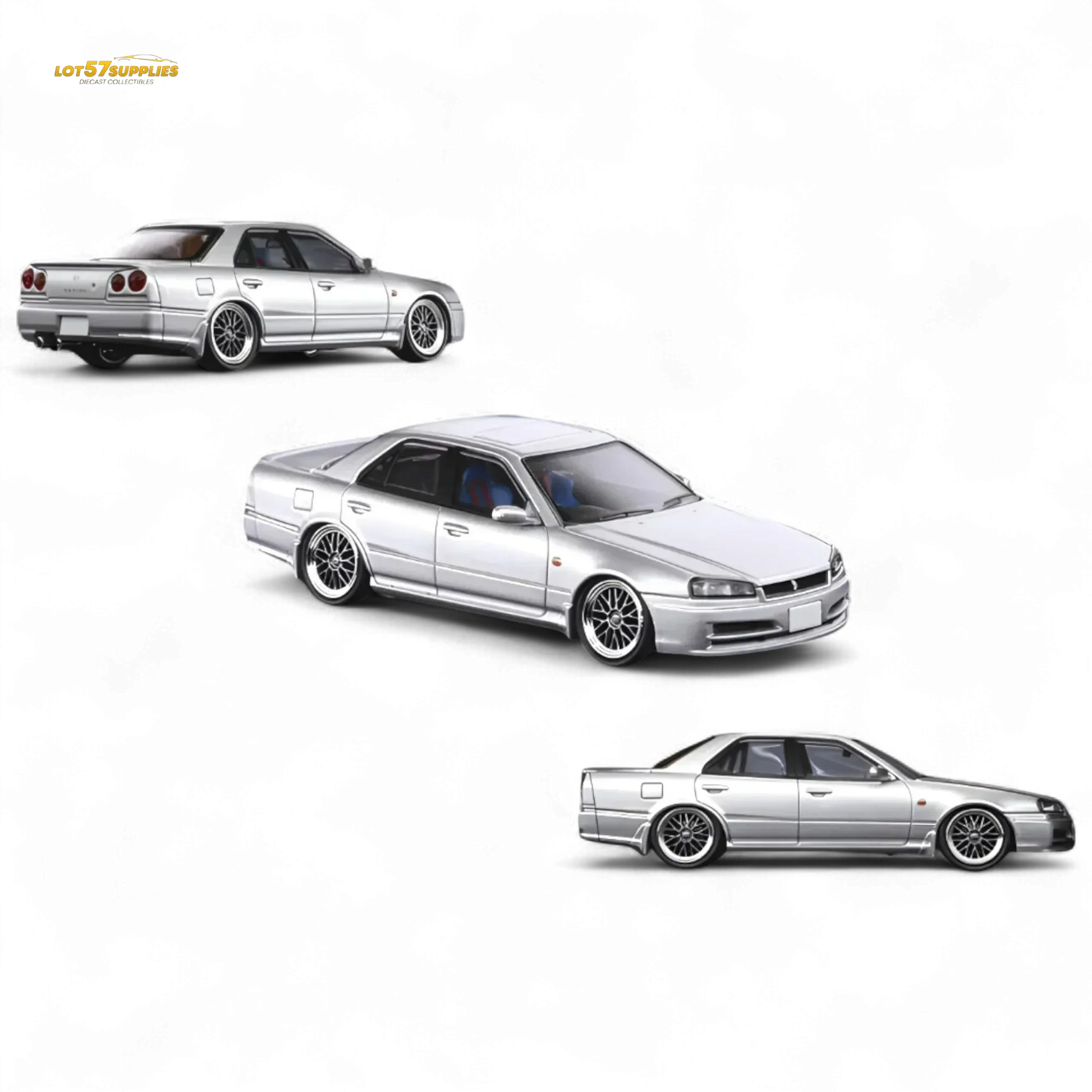 Mortal ER34 SKYLINE 25GT-t AIT Exhibition Model Ordinary Silver 1:64 - ToylandEU