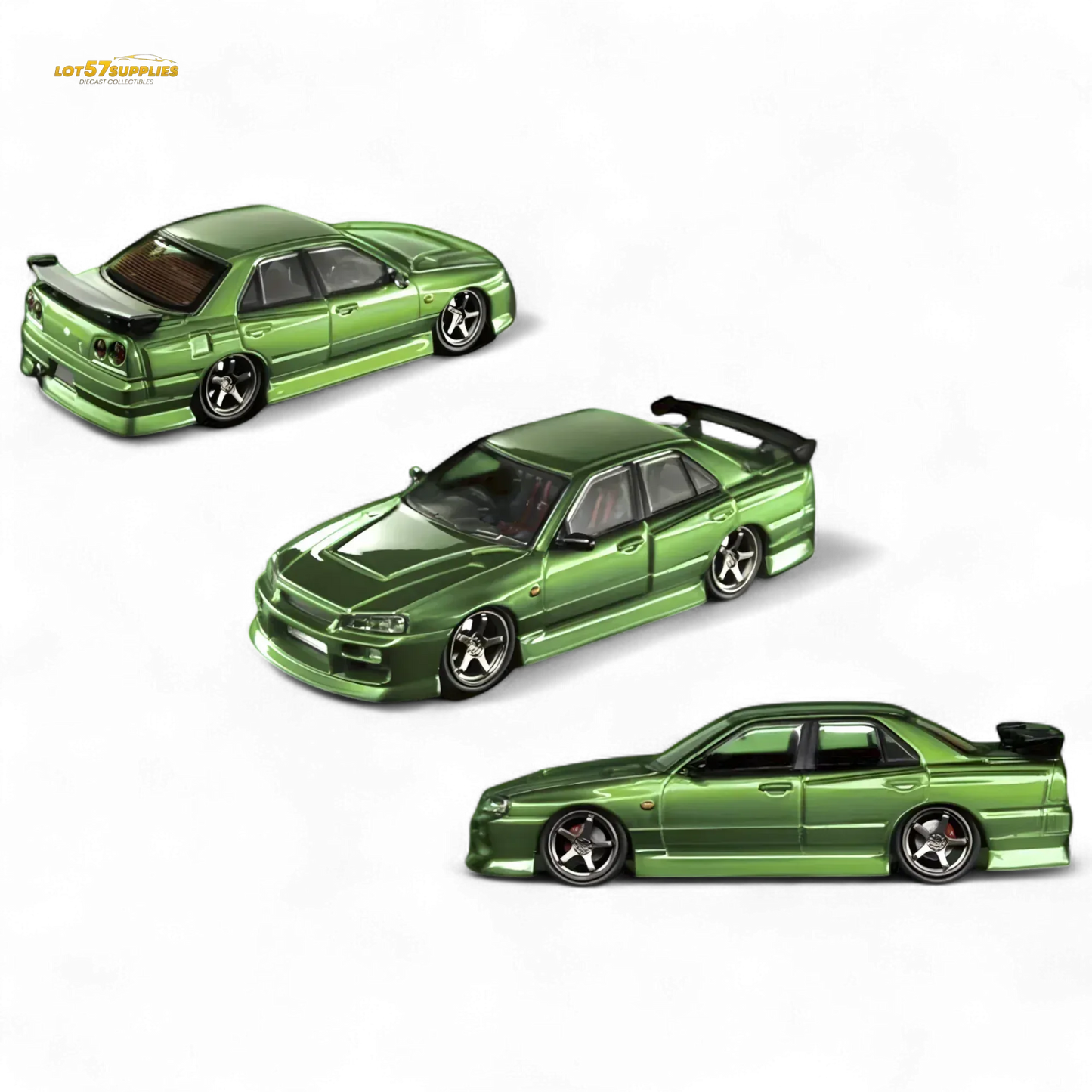 Mortal ER34 SKYLINE URAS Transparent Metallic Green 1:64 - ToylandEU