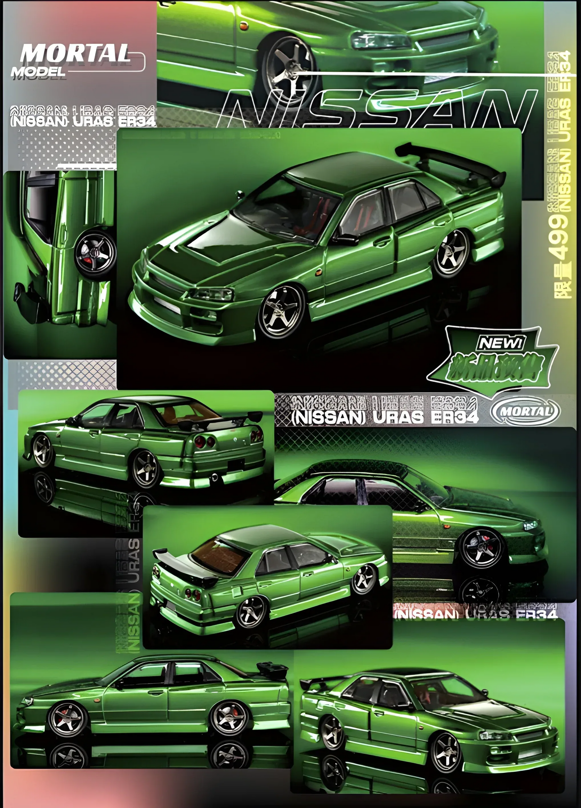 Mortal ER34 SKYLINE URAS Transparent Metallic Green 1:64 - ToylandEU