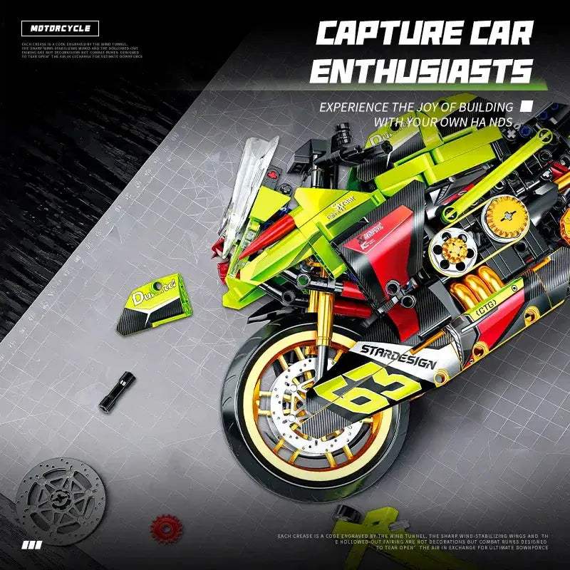 Motorcycle Building Blocks Model Kit For Biker Gift - ToylandEU