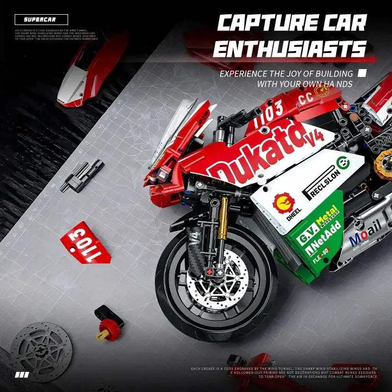 Motorcycle Racing Bricks Model Kit For Teens Ready - ToylandEU