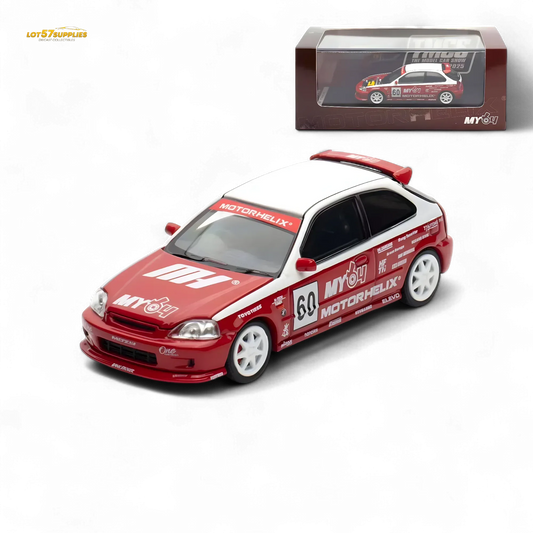  Motorhelix Honda Civic EK9 White Red 1:64 -  ToylandEU™