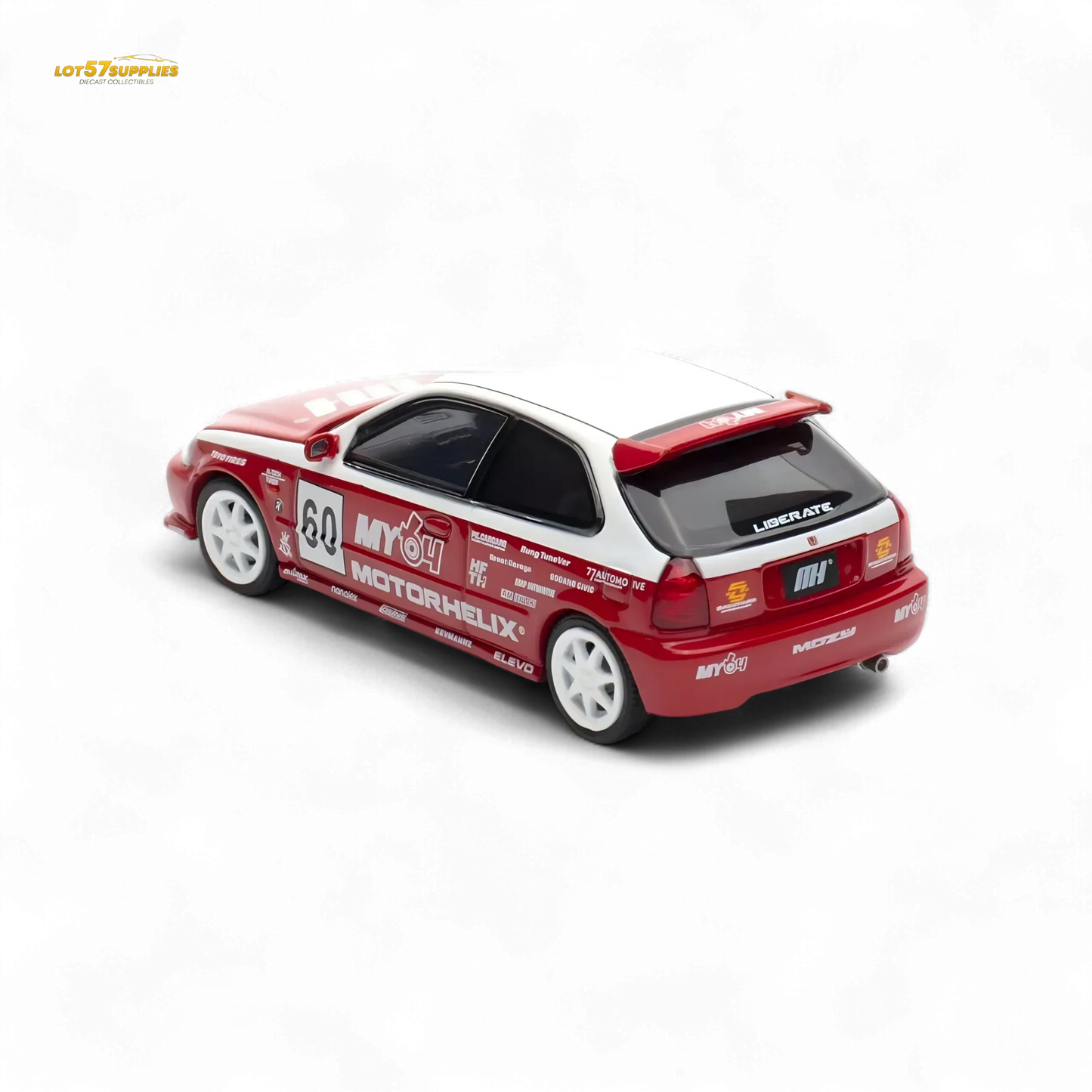 Motorhelix Honda Civic EK9 Malaysia Limited Edition - White - Red 1:64 - ToylandEU