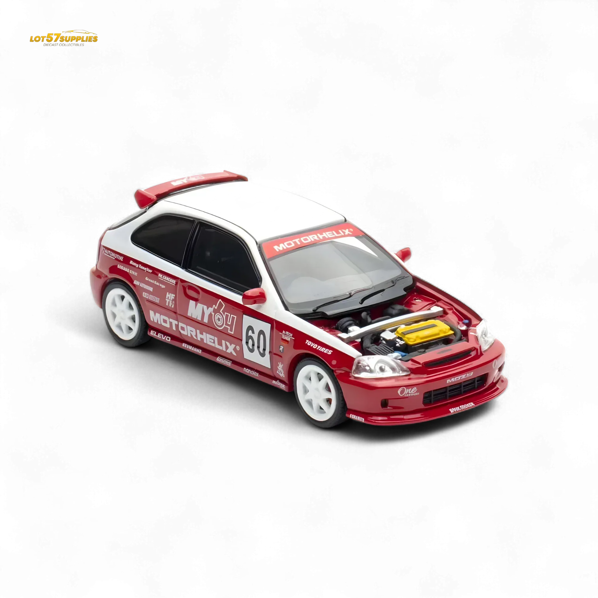 Motorhelix Honda Civic EK9 Malaysia Limited Edition - White - Red 1:64 - ToylandEU