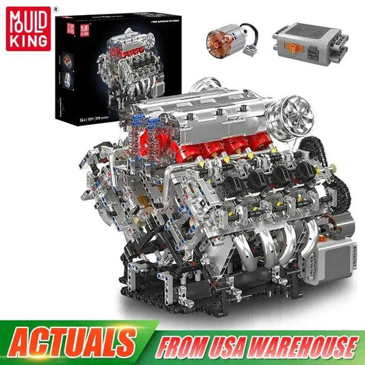  Motorized F488 Supercar Building Block Set V8 Engine -  ToylandEU™