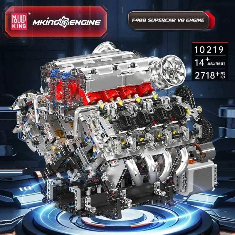 Motorized F488 Supercar Building Block Set With V8 Engine - ToylandEU