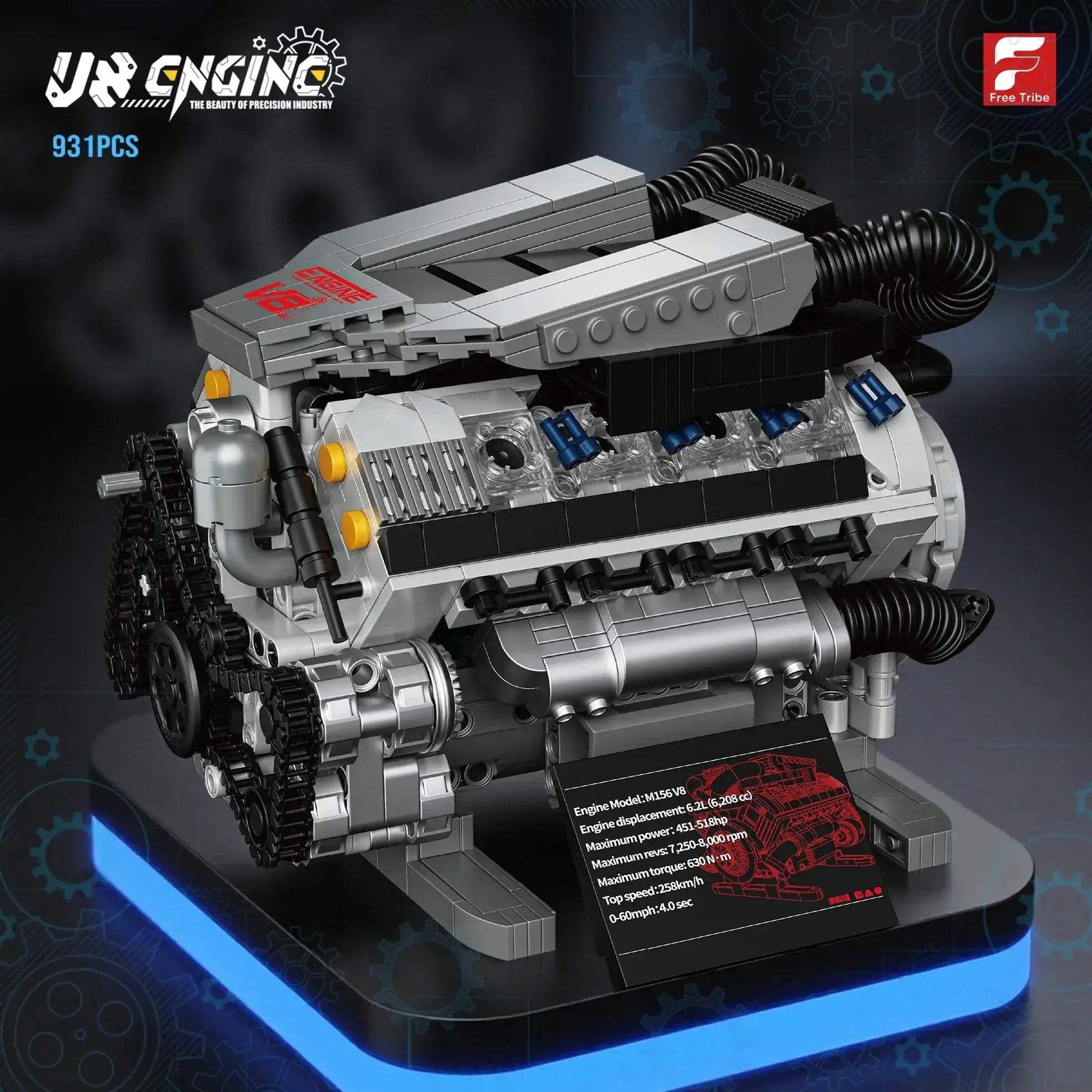 Motorized V8 Engine Brick Model For Lego Enthusiasts Gift - ToylandEU