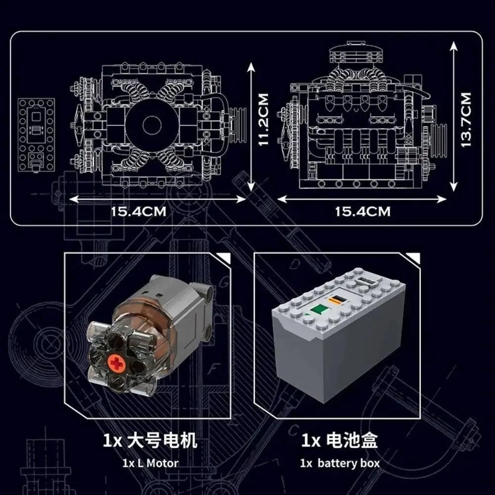  Motorized V8 Engine Building Blocks Kit Educational -  ToylandEU™