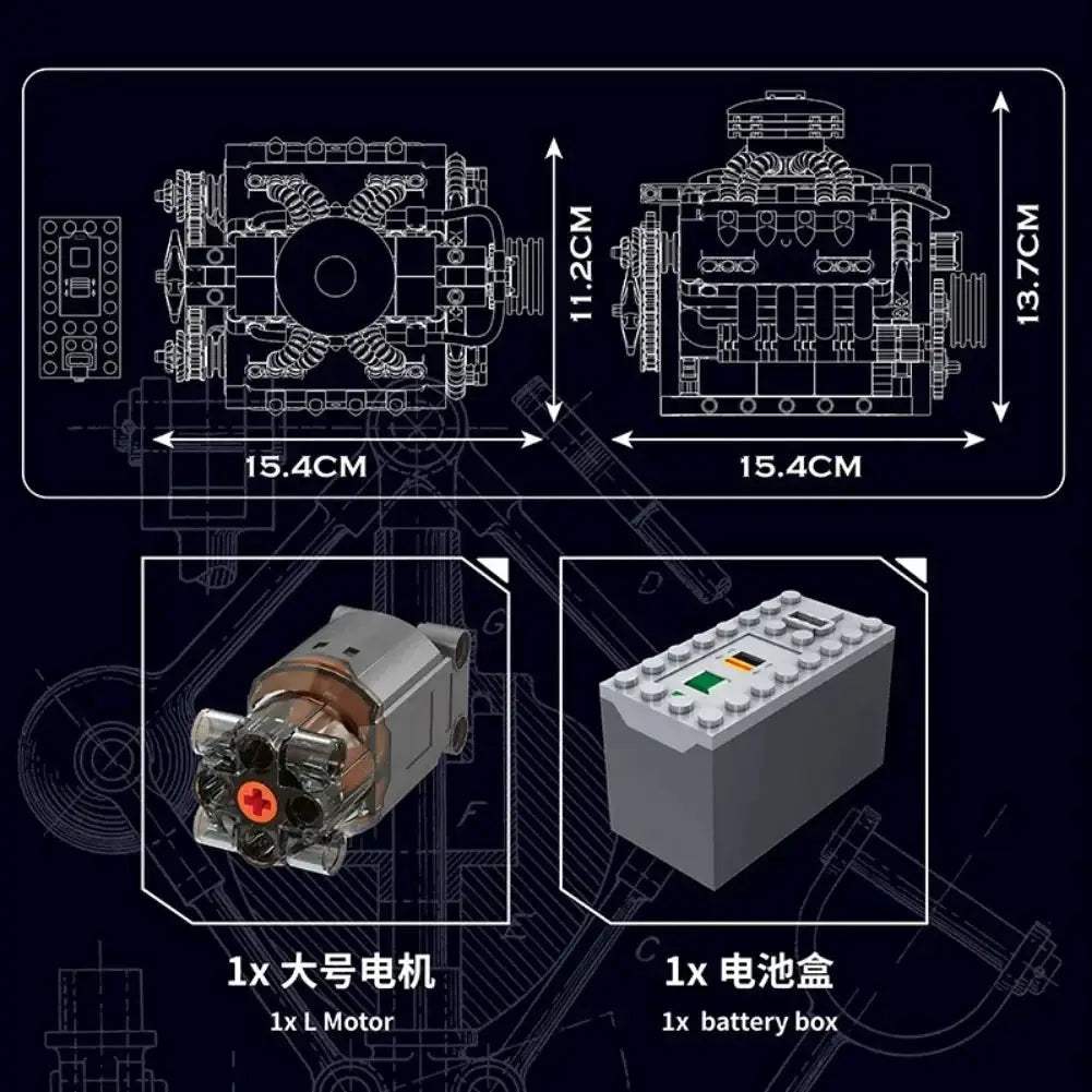  Motorized V8 Engine Building Blocks Kit Educational -  ToylandEU™
