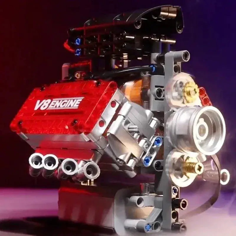 Motorized V8 Engine Lego Compatible Brick Model With Electric Drive - ToylandEU