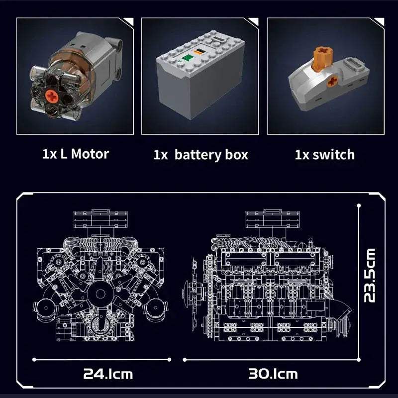 Motorized V8 Tank Engine Building Blocks Remote Control - ToylandEU