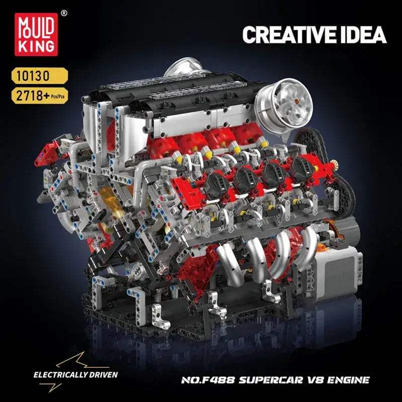 Mould King 10130 F488 Supercar V8 Engine Building Block Set - ToylandEU