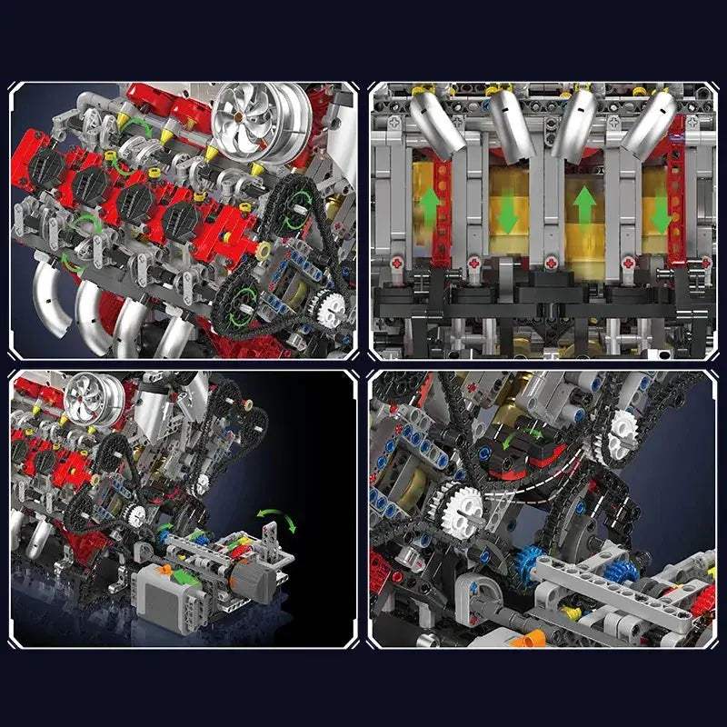 Mould King 10130 F488 Supercar V8 Engine Building Block Set - ToylandEU