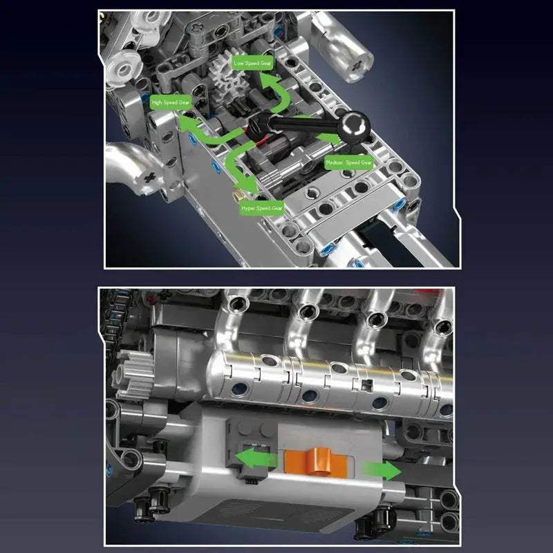 Mould King 10202 Motorized V12 Engine Car Building Set - ToylandEU