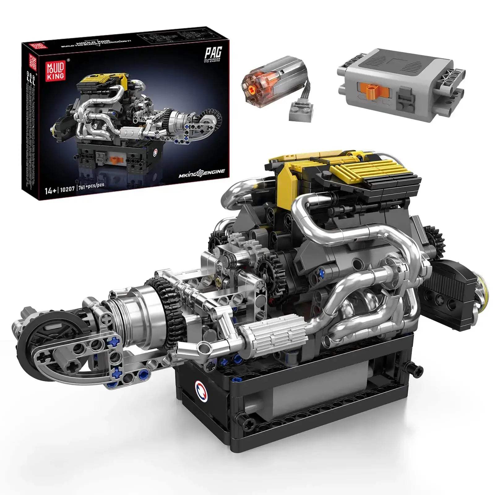 Mould King 10207 Highly Detailed V12 Engine Building Blocks Kit - ToylandEU