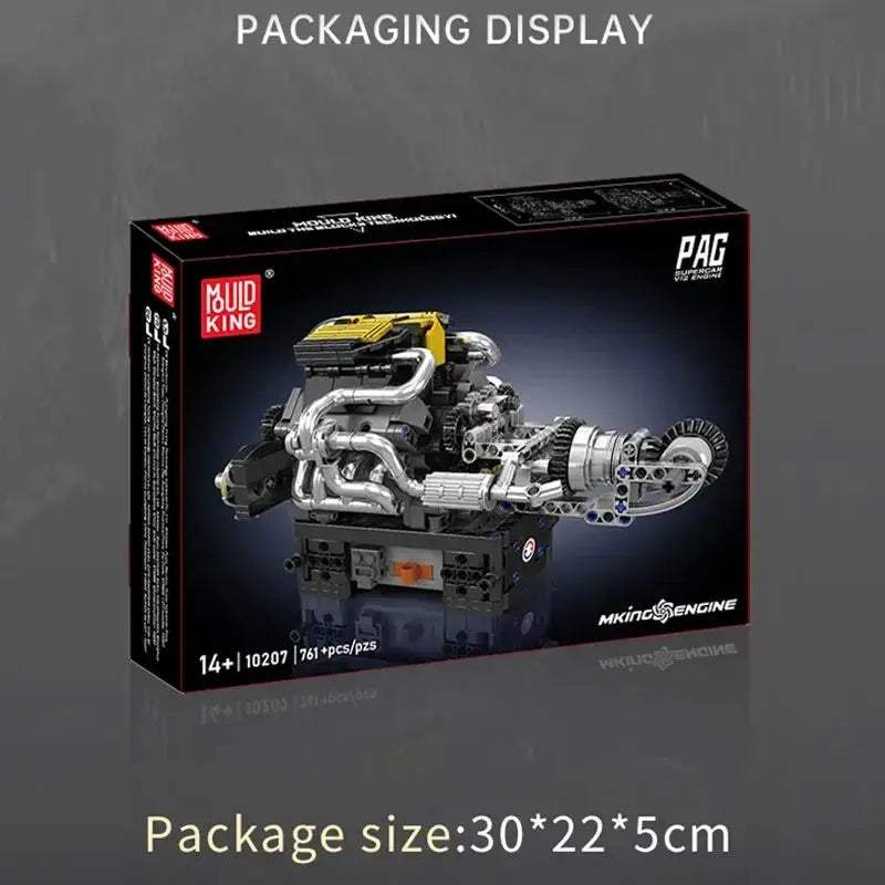 Mould King 10207 Highly Detailed V12 Engine Building Blocks Kit - ToylandEU