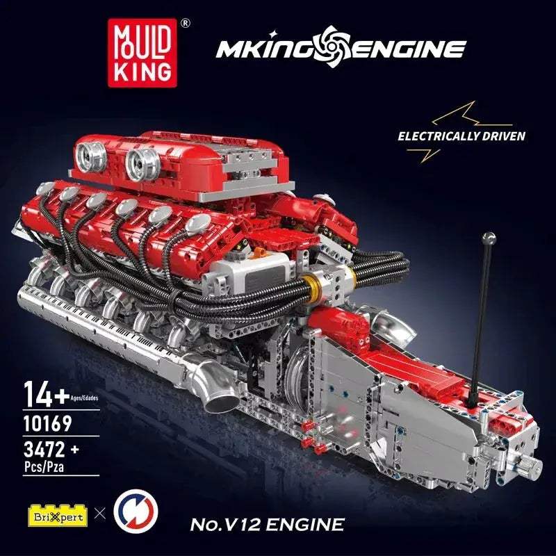 Mould King Motorized V12 Engine Building Blocks Set - ToylandEU